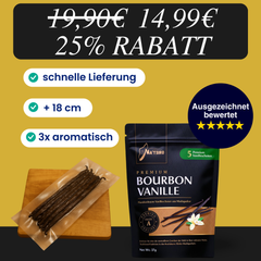 Bourbon Vanilleschoten 5 Stück (1 Set je 5 Stück) 18cm+ Premium Bio