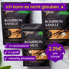 Bourbon Vanilleschoten 15 Stück (3 Set je 5 Stück) 18cm+ Premium Bio